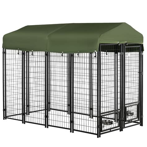 Pawhut 8' X 4' X 6' Large Dog Kennel Outdoor Steel 